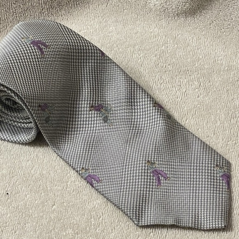 Alexander Julian Silver Gray Silk Tie‎ Made In USA
